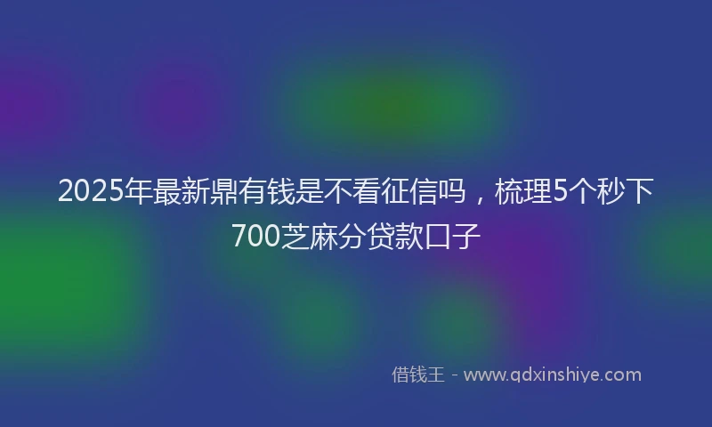 2025年最新鼎有钱是不看征信吗，梳理5个秒下700芝麻分贷款口子