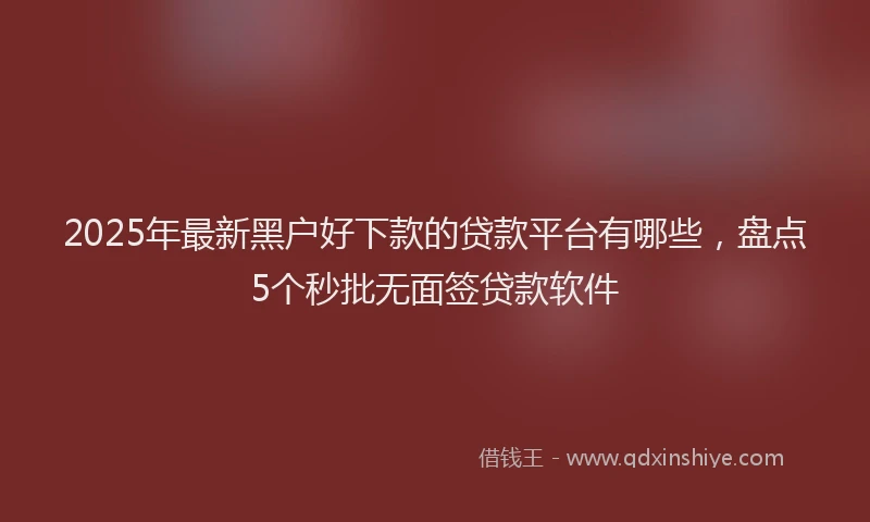 2025年最新黑户好下款的贷款平台有哪些，盘点5个秒批无面签贷款软件