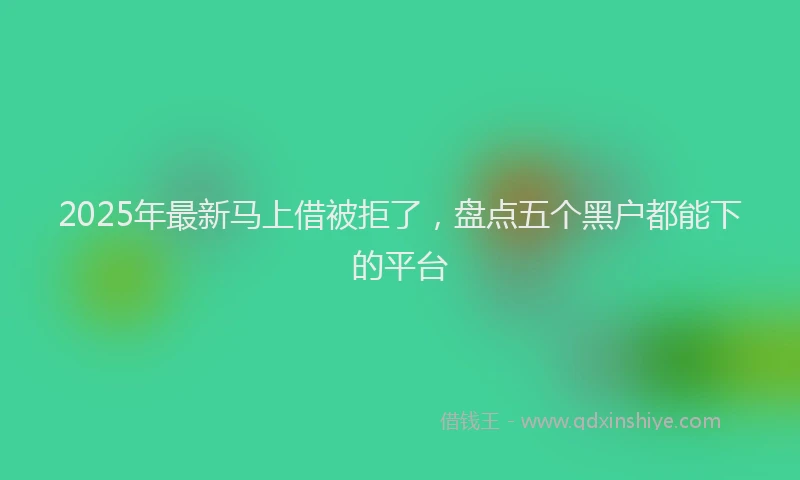 2025年最新马上借被拒了，盘点五个黑户都能下的平台