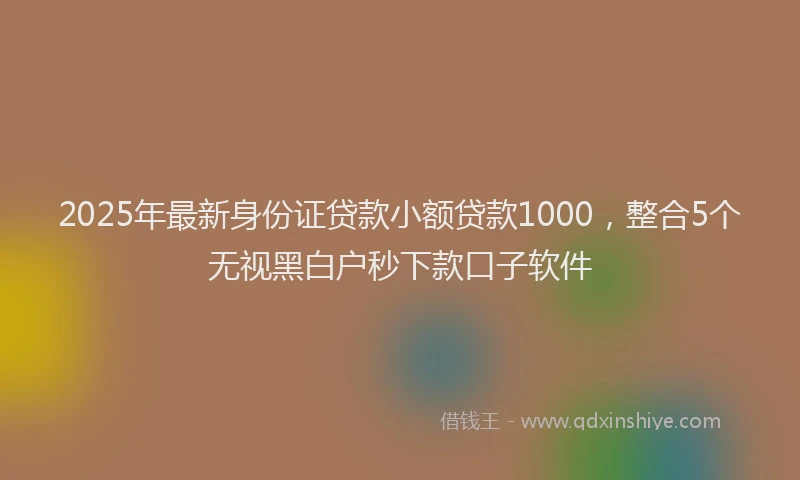 2025年最新身份证贷款小额贷款1000，整合5个无视黑白户秒下款口子软件