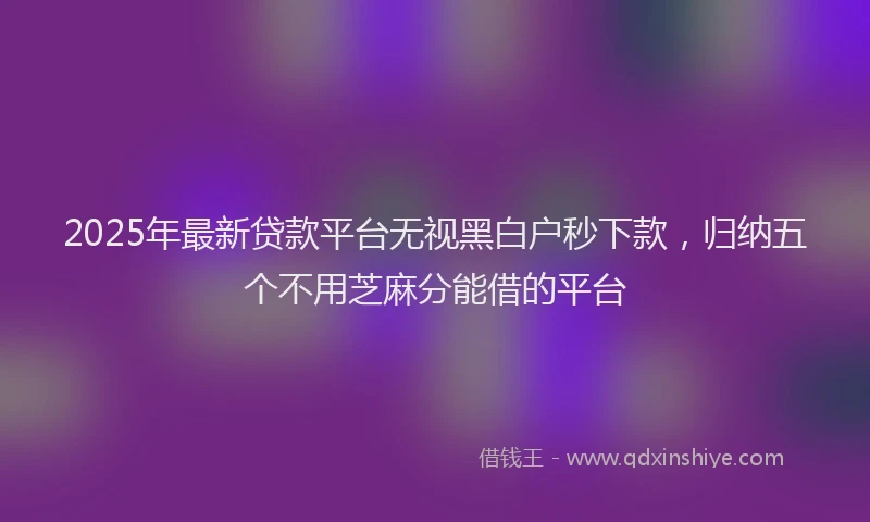 2025年最新贷款平台无视黑白户秒下款，归纳五个不用芝麻分能借的平台
