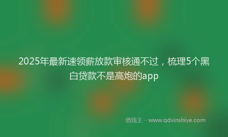 2025年最新速领薪放款审核通不过，梳理5个黑白贷款不是高炮的app