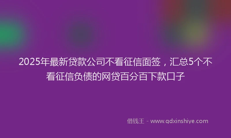 2025年最新贷款公司不看征信面签，汇总5个不看征信负债的网贷百分百下款口子