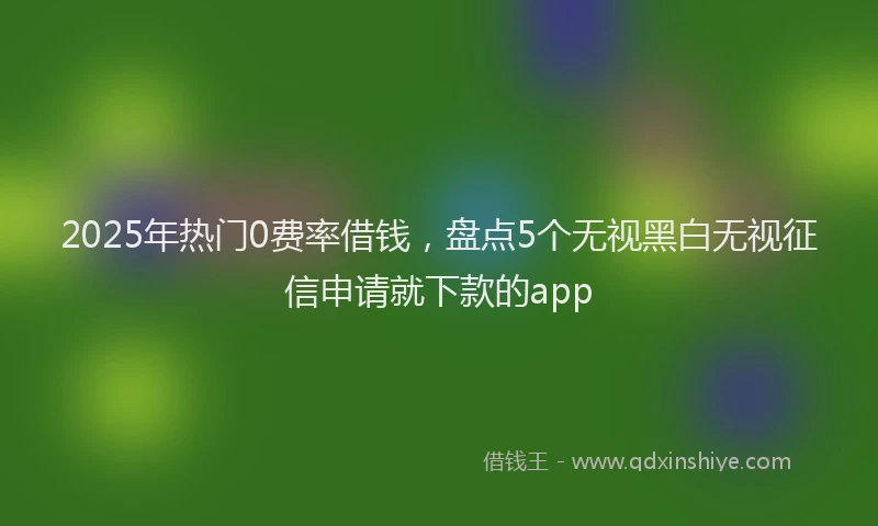 2025年热门0费率借钱，盘点5个无视黑白无视征信申请就下款的app