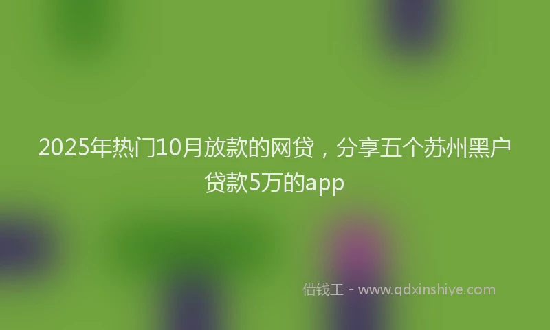 2025年热门10月放款的网贷，分享五个苏州黑户贷款5万的app