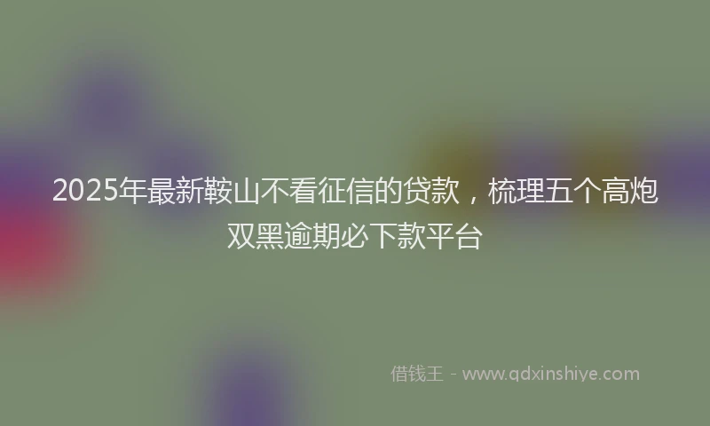 2025年最新鞍山不看征信的贷款，梳理五个高炮双黑逾期必下款平台