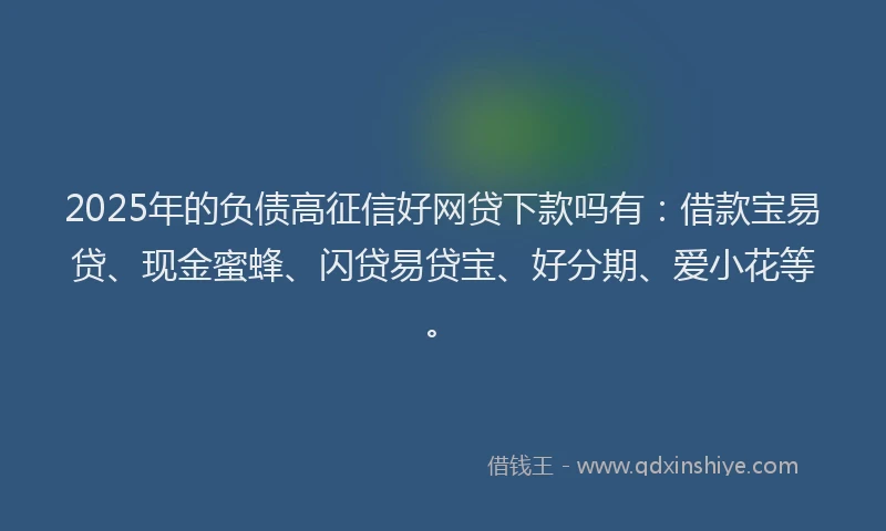 2025年的负债高征信好网贷下款吗有：借款宝易贷、现金蜜蜂、闪贷易贷宝、好分期、爱小花等。