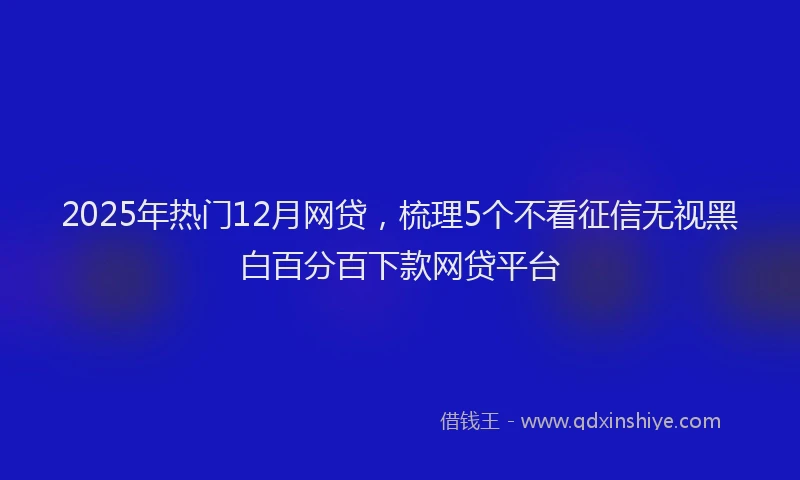 2025年热门12月网贷，梳理5个不看征信无视黑白百分百下款网贷平台