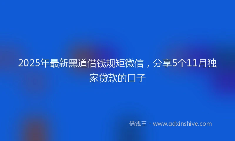 2025年最新黑道借钱规矩微信，分享5个11月独家贷款的口子
