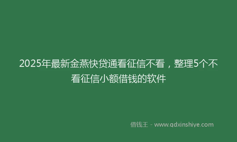 2025年最新金燕快贷通看征信不看，整理5个不看征信小额借钱的软件