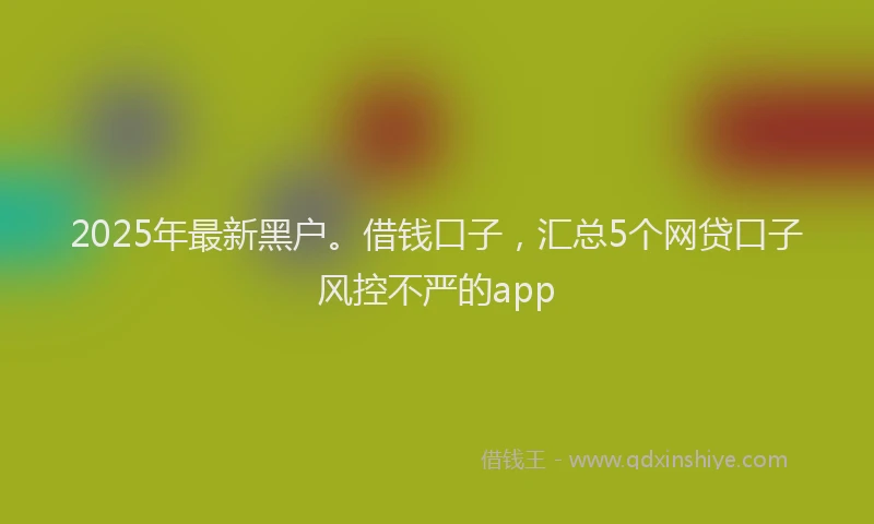 2025年最新黑户。借钱口子，汇总5个网贷口子风控不严的app