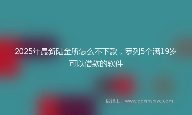 2025年最新陆金所怎么不下款，罗列5个满19岁可以借款的软件