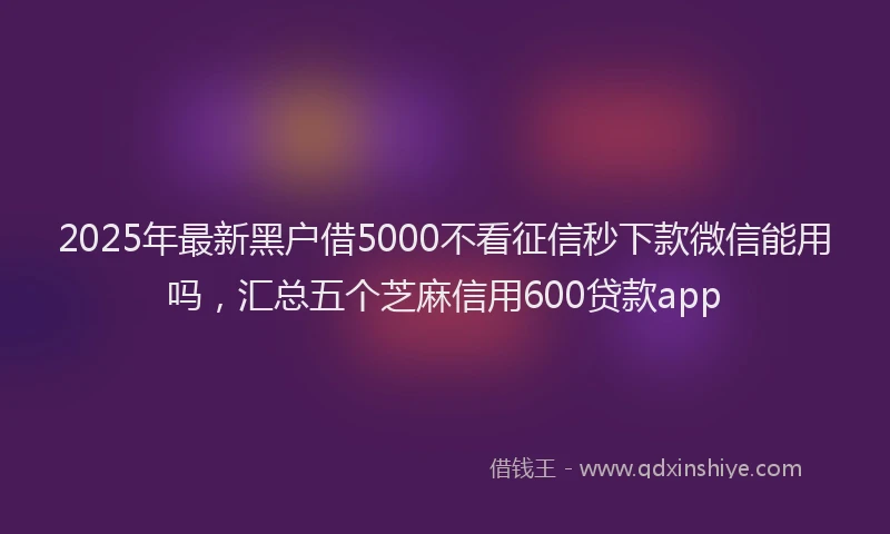 2025年最新黑户借5000不看征信秒下款微信能用吗，汇总五个芝麻信用600贷款app
