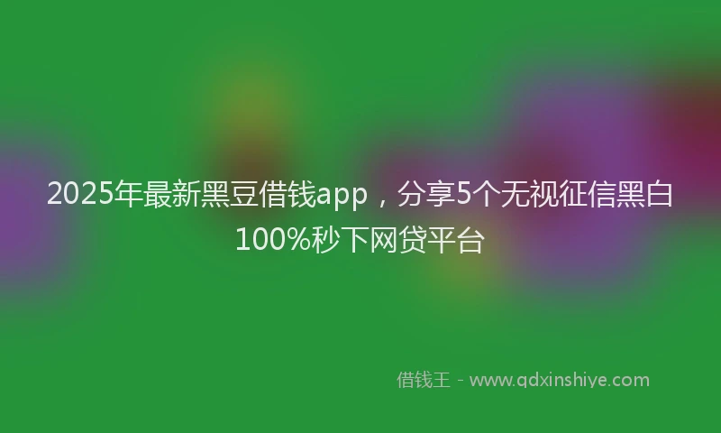 2025年最新黑豆借钱app，分享5个无视征信黑白100%秒下网贷平台