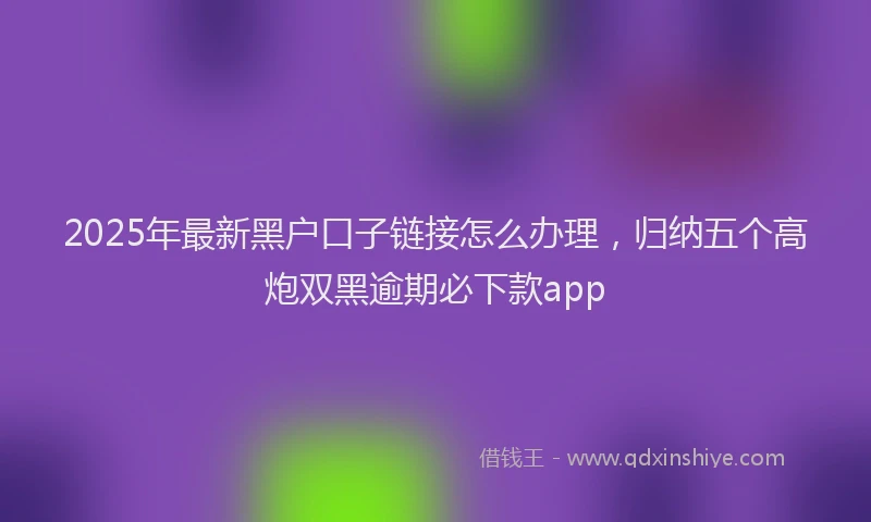 2025年最新黑户口子链接怎么办理，归纳五个高炮双黑逾期必下款app