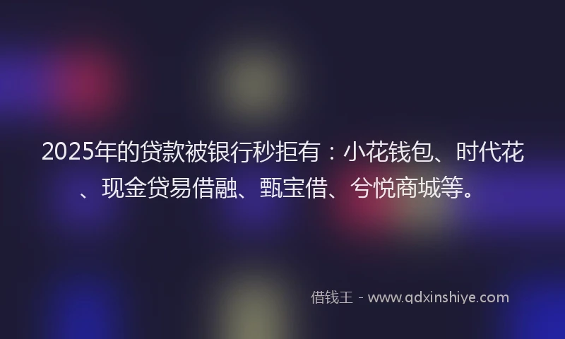 2025年的贷款被银行秒拒有：小花钱包、时代花、现金贷易借融、甄宝借、兮悦商城等。