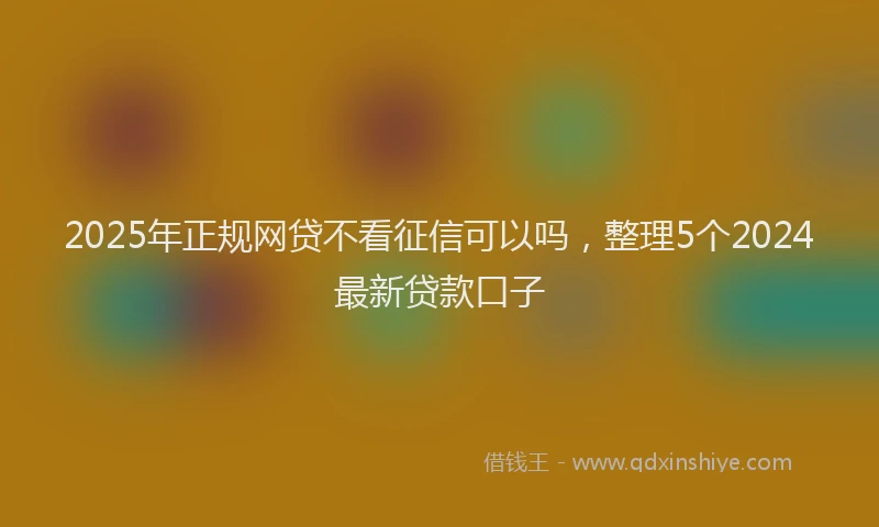 2025年正规网贷不看征信可以吗，整理5个2024最新贷款口子