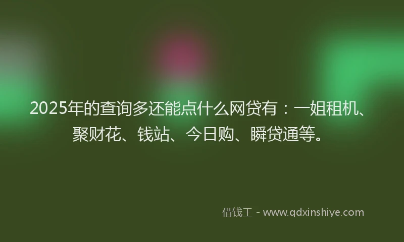 2025年的查询多还能点什么网贷有：一姐租机、聚财花、钱站、今日购、瞬贷通等。