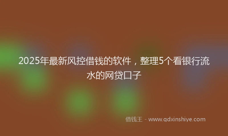 2025年最新风控借钱的软件，整理5个看银行流水的网贷口子