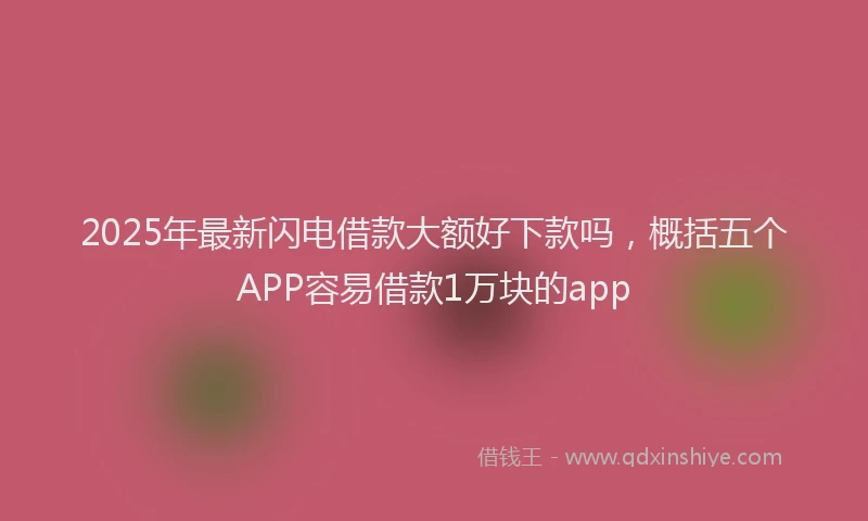 2025年最新闪电借款大额好下款吗，概括五个APP容易借款1万块的app