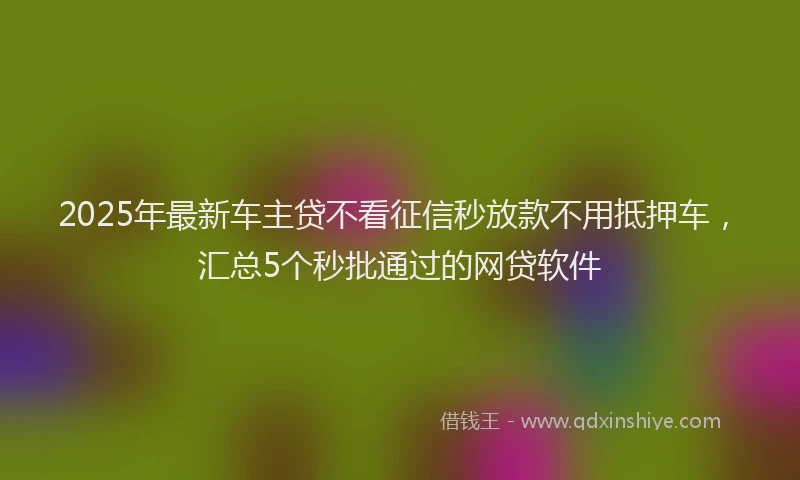 2025年最新车主贷不看征信秒放款不用抵押车，汇总5个秒批通过的网贷软件