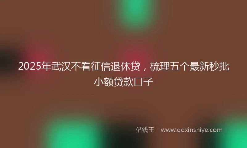 2025年武汉不看征信退休贷，梳理五个最新秒批小额贷款口子