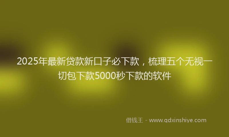 2025年最新贷款新口子必下款，梳理五个无视一切包下款5000秒下款的软件