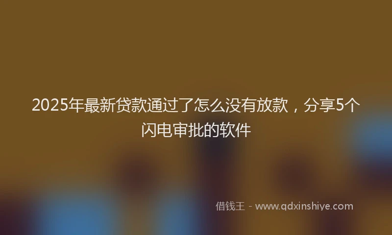 2025年最新贷款通过了怎么没有放款，分享5个闪电审批的软件