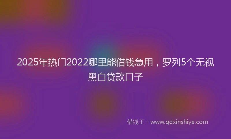2025年热门2022哪里能借钱急用，罗列5个无视黑白贷款口子