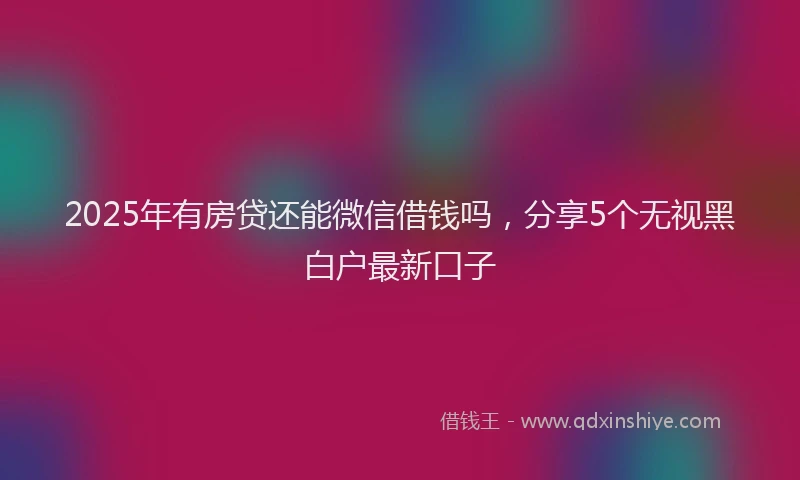 2025年有房贷还能微信借钱吗，分享5个无视黑白户最新口子