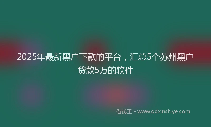 2025年最新黑户下款的平台，汇总5个苏州黑户贷款5万的软件