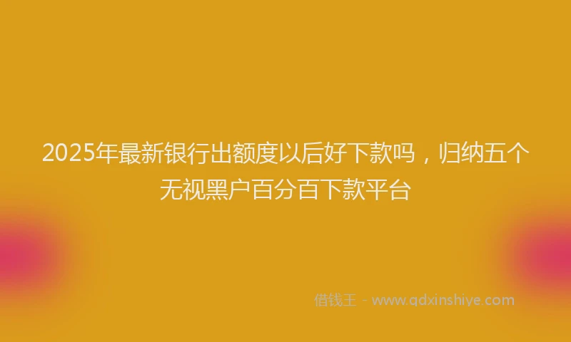 2025年最新银行出额度以后好下款吗，归纳五个无视黑户百分百下款平台