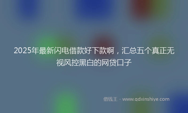 2025年最新闪电借款好下款啊，汇总五个真正无视风控黑白的网贷口子