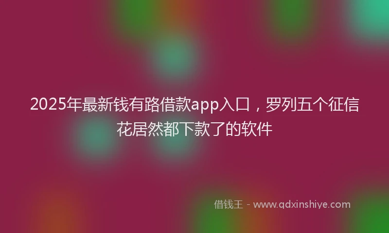2025年最新钱有路借款app入口，罗列五个征信花居然都下款了的软件