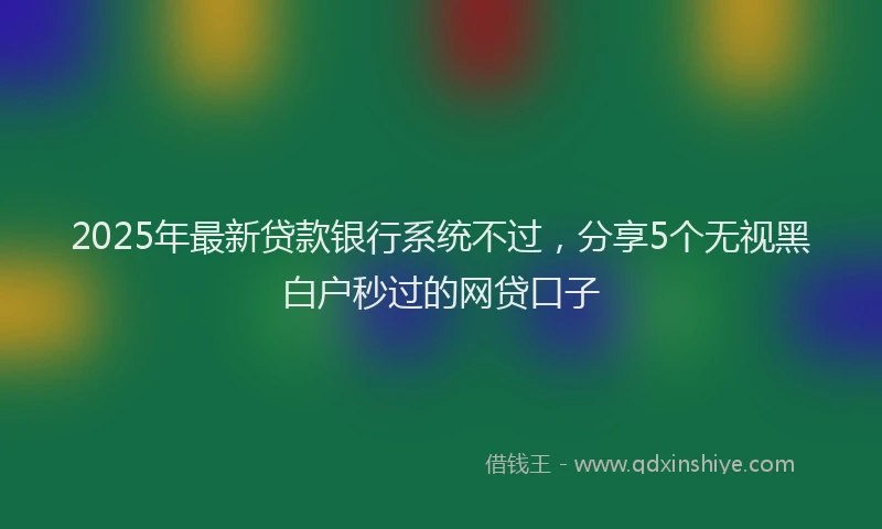 2025年最新贷款银行系统不过，分享5个无视黑白户秒过的网贷口子