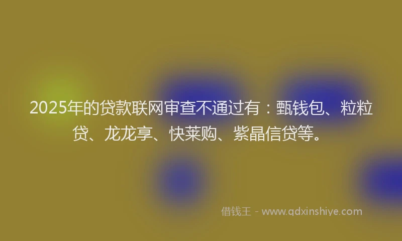 2025年的贷款联网审查不通过有：甄钱包、粒粒贷、龙龙享、快莱购、紫晶信贷等。
