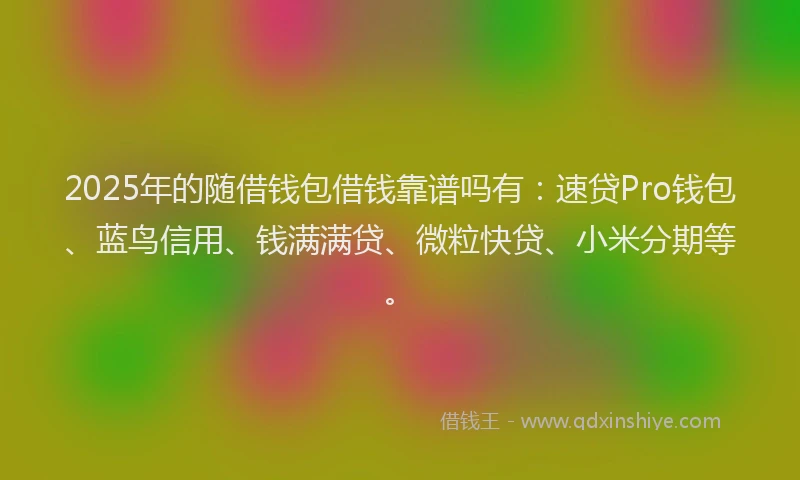 2025年的随借钱包借钱靠谱吗有：速贷Pro钱包、蓝鸟信用、钱满满贷、微粒快贷、小米分期等。