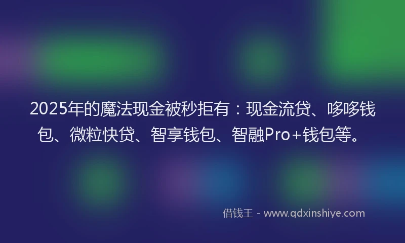 2025年的魔法现金被秒拒有：现金流贷、哆哆钱包、微粒快贷、智享钱包、智融Pro+钱包等。