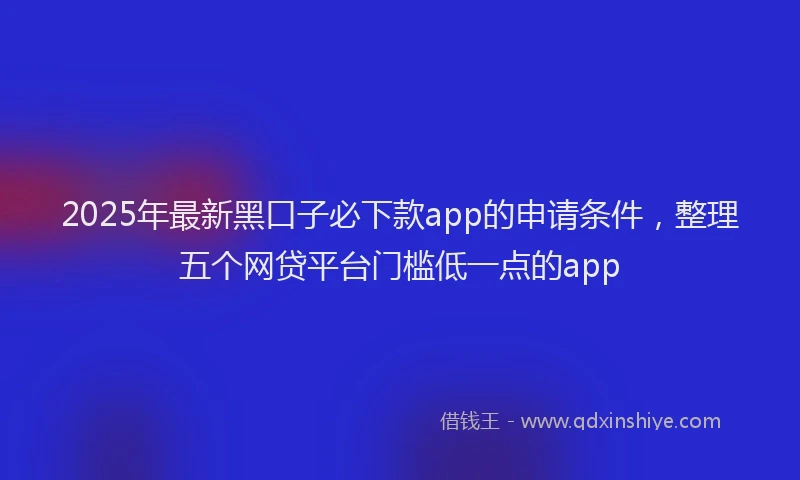2025年最新黑口子必下款app的申请条件，整理五个网贷平台门槛低一点的app