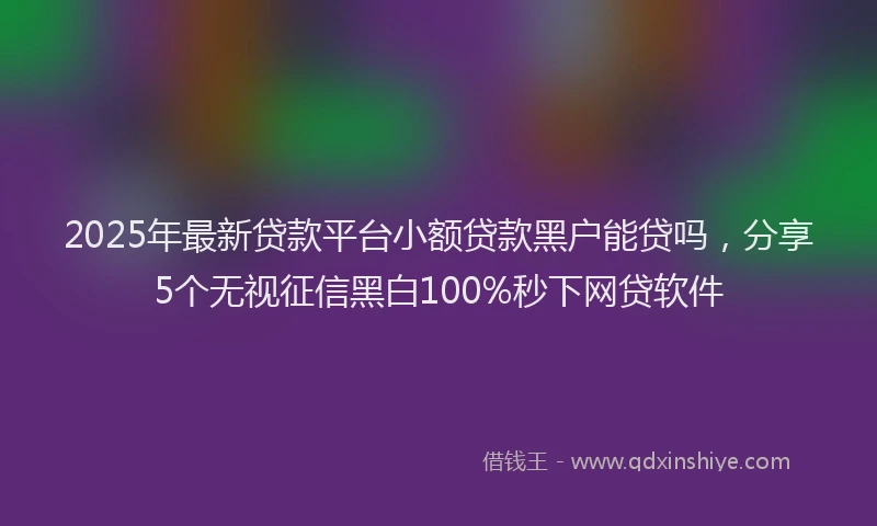 2025年最新贷款平台小额贷款黑户能贷吗，分享5个无视征信黑白100%秒下网贷软件