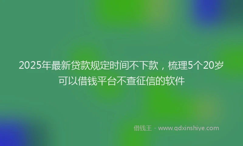 2025年最新贷款规定时间不下款，梳理5个20岁可以借钱平台不查征信的软件