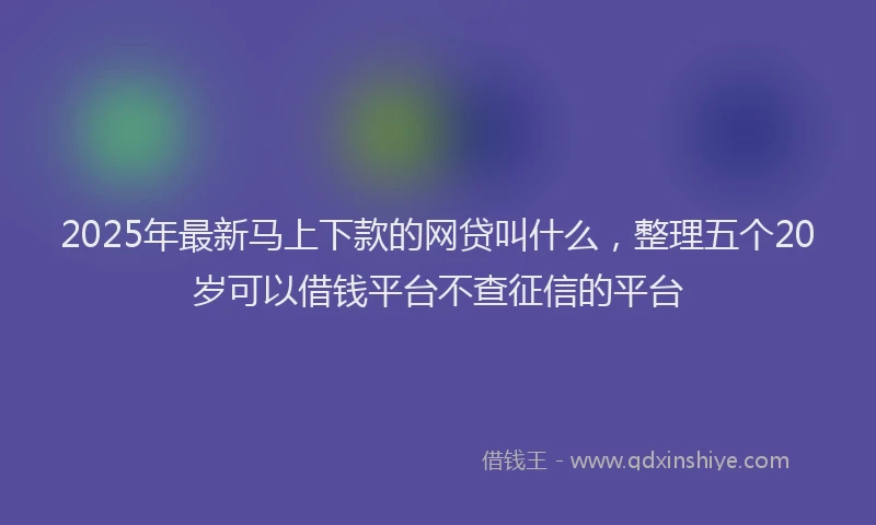 2025年最新马上下款的网贷叫什么，整理五个20岁可以借钱平台不查征信的平台