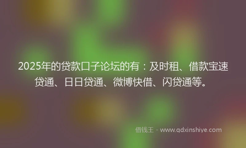 2025年的贷款口子论坛的有：及时租、借款宝速贷通、日日贷通、微博快借、闪贷通等。