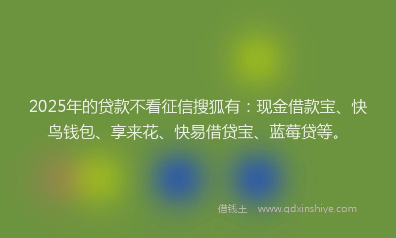 2025年的贷款不看征信搜狐有：现金借款宝、快鸟钱包、享来花、快易借贷宝、蓝莓贷等。