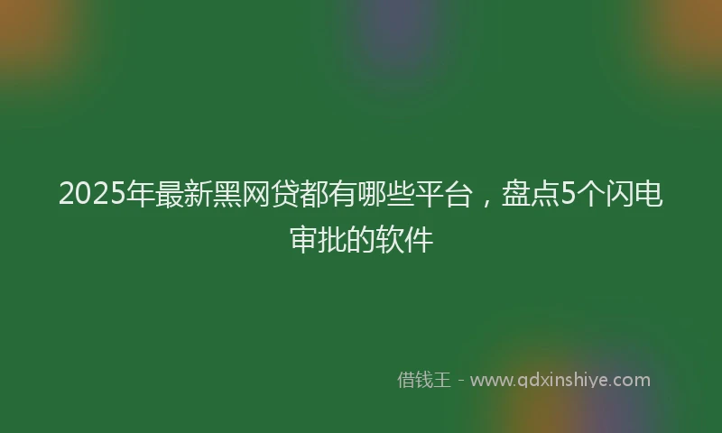 2025年最新黑网贷都有哪些平台，盘点5个闪电审批的软件