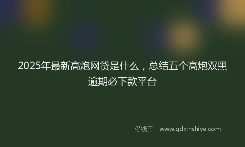 2025年最新高炮网贷是什么，总结五个高炮双黑逾期必下款平台