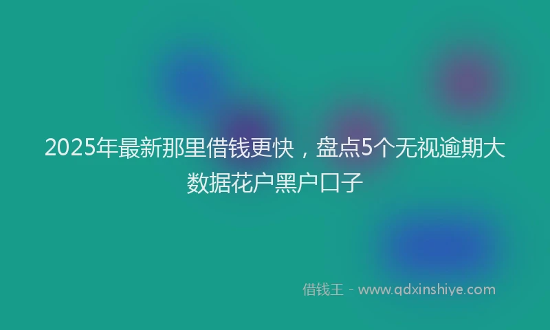 2025年最新那里借钱更快，盘点5个无视逾期大数据花户黑户口子