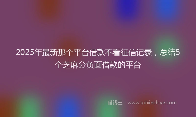 2025年最新那个平台借款不看征信记录，总结5个芝麻分负面借款的平台