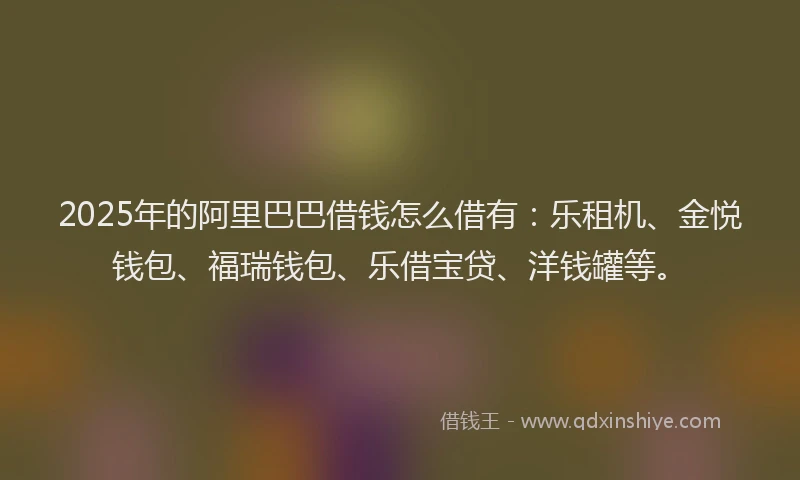 2025年的阿里巴巴借钱怎么借有：乐租机、金悦钱包、福瑞钱包、乐借宝贷、洋钱罐等。