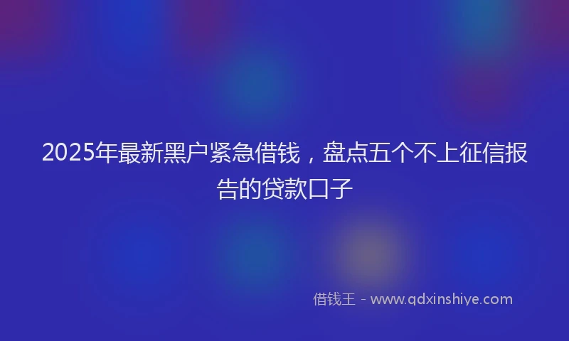 2025年最新黑户紧急借钱，盘点五个不上征信报告的贷款口子